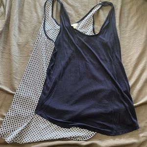 Merona tank top. Size Large. Navy blue front with pink pattern back